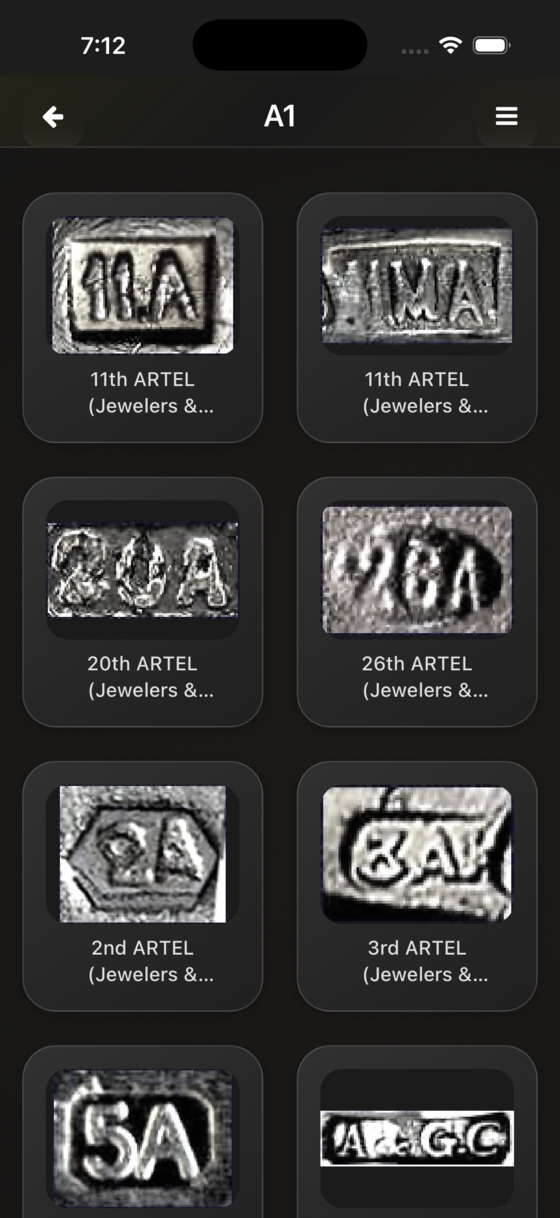 Silver Marks — hallmark results grid